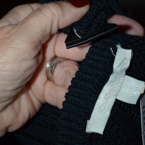 NWOT Sz M Jonathan Simkhai Navy White Blouse Contrast Sweater - Picture 6 of 6